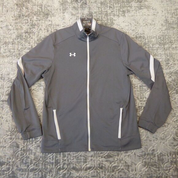 Under Armour Jacket Women’s Medium Gray White Qualifier Full Zip Golf Softshell - Picture 1 of 8